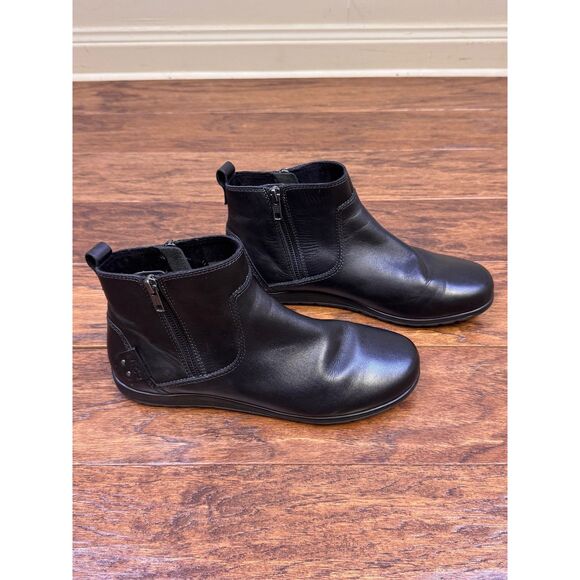 TAOS Select Black Leather Ankle Booties, Double Zip, Sz 10 - Picture 6 of 12